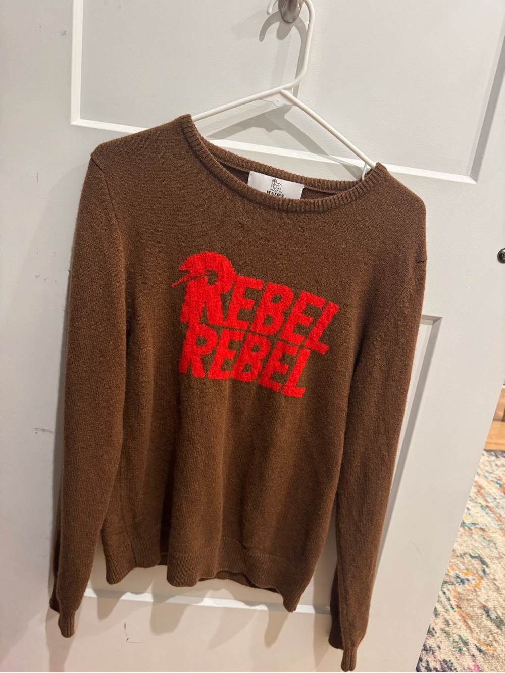 The brown and red 'Rebel Rebel' knit from 'Hunky Dory: The Bowie collection